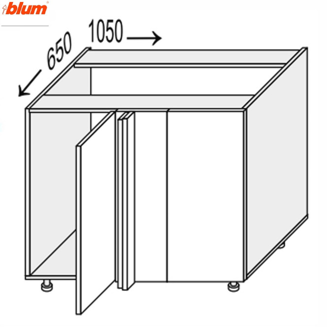 Кухонна секція Вінтаж нижня Кут Н 90° 1050х650/820 1дв Pro Blum VN-096W/9003 MiroMark