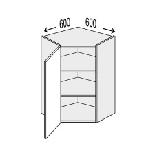 Кухонная секция Глори верхняя угол В 45° 600х600/900 1дв GL-595W/01 MiroMark
