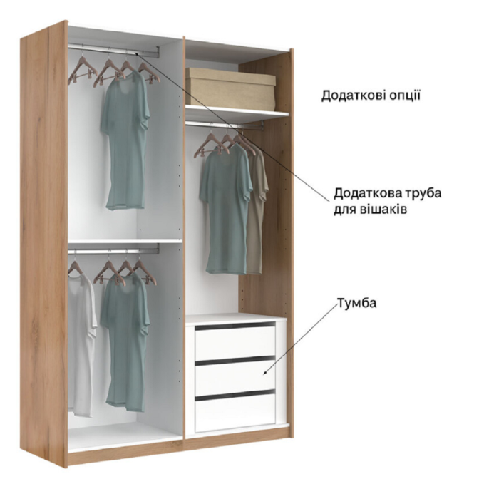 Шкаф-купе Асти Белый глянец Дуб крафт MiroMark фото