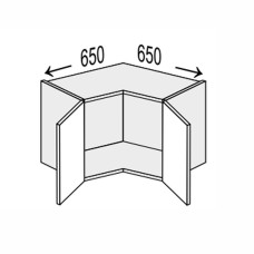 Кухонная секция Глори верхняя угол В 90° 650х650/360 2дв GL-190W/01 MiroMark