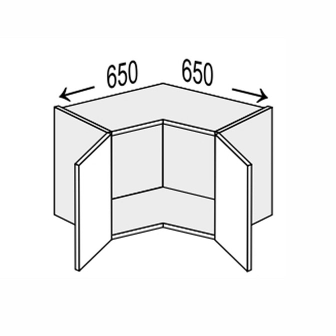 Кухонная секция Глори верхняя угол В 90° 650х650/360 2дв GL-190W/01 MiroMark