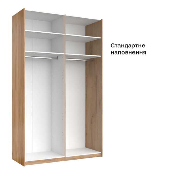 Шкаф-купе без зеркала 1,5*2,4 Асти / Asti Глянец Белый - Дуб Крафт MiroMark AS-88-WB