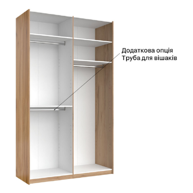 Шкаф-купе без зеркала 1,5*2,4 Асти / Asti Глянец Белый - Дуб Крафт MiroMark AS-88-WB