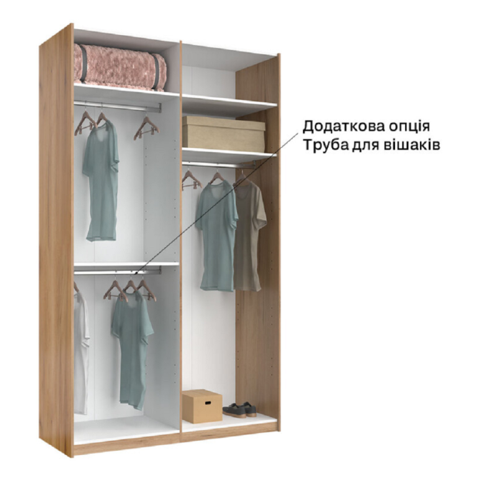 Шкаф-купе без зеркала 1,5*2,4 Асти / Asti Глянец Белый - Дуб Крафт MiroMark AS-88-WB