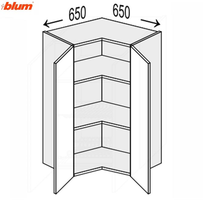 Кухонная секция Валенсия верхняя Угол В 90° 650х650/900 2дв Pro Blum VL-594W/9003 MiroMark