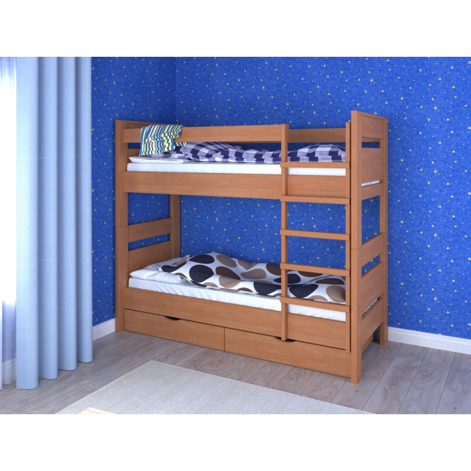 Ліжко двоярусне з ящиками Селена Бук Летро