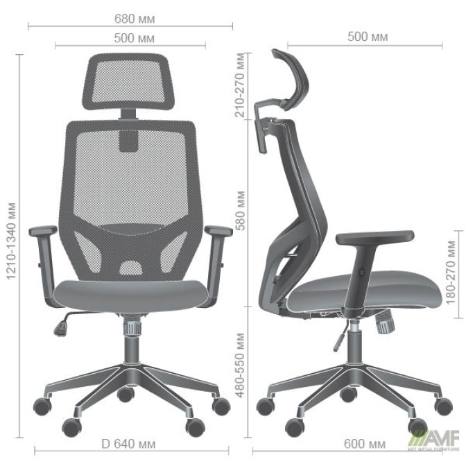 Кресло Lead Black HR сиденье SM 2328/спинка Сетка HY-100 черная AMF
