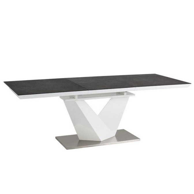 Розкладний стіл Alaras II 160  + 220*90*75 чорний/білий лакований Signal фото