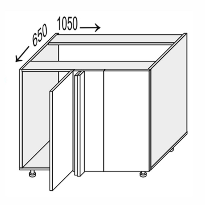 Кухонная секция Лео нижняя Угол Н 90° 1050х650/820 1дв LE-093W/06 MiroMark