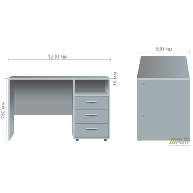 Стіл 1-но тумбовий SL-82 (1200х600х750мм) в'яз ліберті AMF