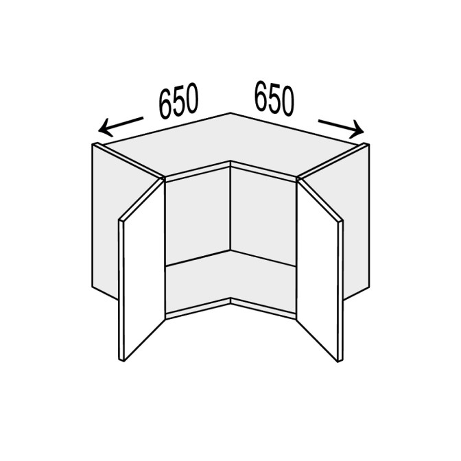 Кухонная секция Мери верхняя Угол В 90° 650х650/450 2дв MR-390W/9003gl MiroMark