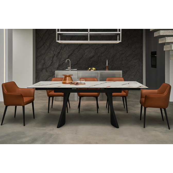 Керамический стол Олимпия ТМL-985 калакатта голд  +  черный Vetro mebel