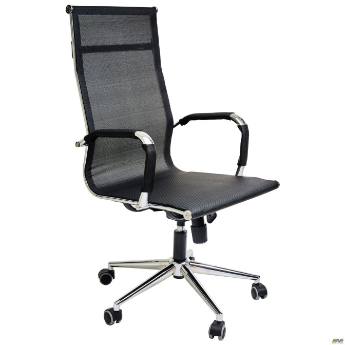 Крісло Slim Net HB Хром Tilt чорний AMF