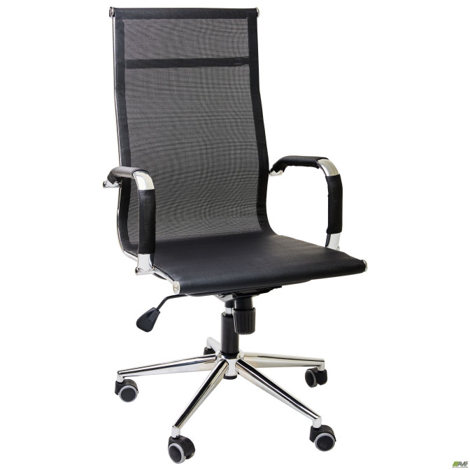 Крісло Slim Net HB Хром Tilt чорний AMF