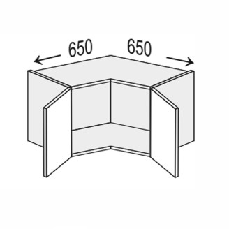 Кухонная секция Глори верхняя угол В 90° 650х650/450 2дв GL-390W/01 MiroMark