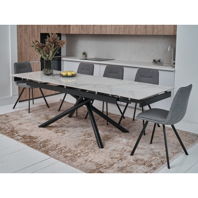 Керамический стол TML-819 вайт клауд  +  черный Vetro mebel