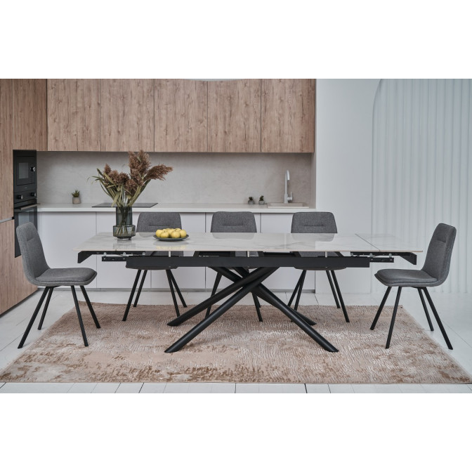 Керамический стол TML-819 вайт клауд  +  черный Vetro mebel