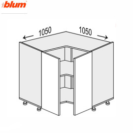 Кухонная секция Миллениум WG нижняя Угол Н 90° 1050х1050/820 2дв Pro Blum ML-097W/01 MiroMark