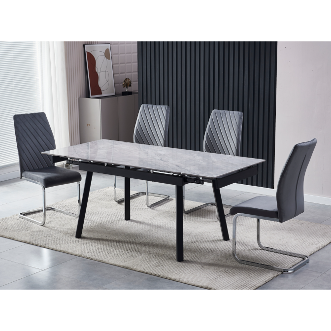 Керамический стол TM-88-1 ребекка грей + черный Vetro mebel