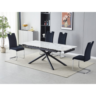 Керамический стол TML-819-1 вайт клауд  +  черный Vetro mebel