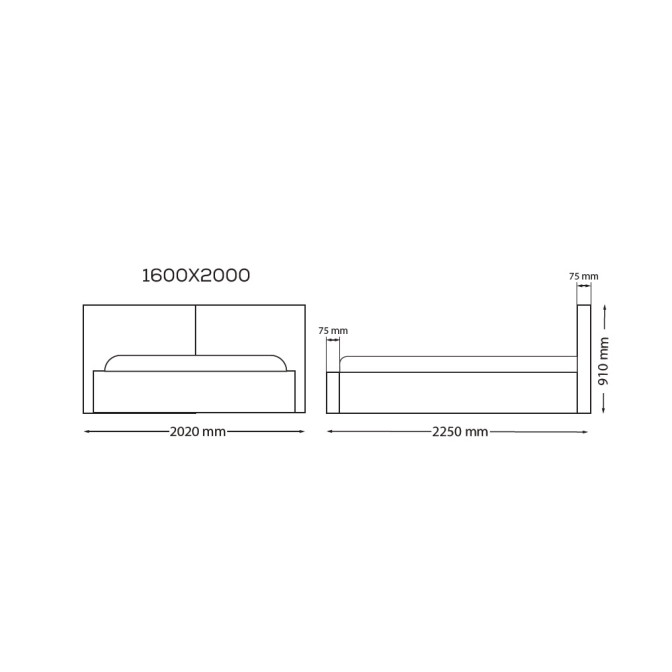 Кровать Мягкая обивка 1,6x2,0 Дуо / Duo Графит Микрофибра MiroMark SF-56-DU