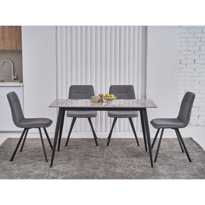Обеденный керамический стол TM-100 калакатта грей  +  черный Vetro mebel