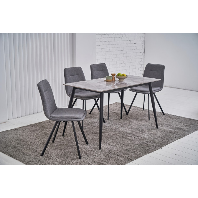 Обеденный керамический стол TM-100 калакатта грей  +  черный Vetro mebel