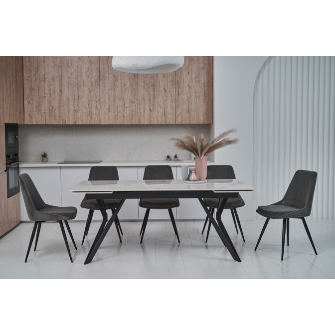 Керамический стол Тео TML-895 бьянко карарра  +  черный Vetro mebel