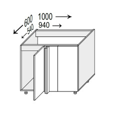 Кухонна секція Лео нижня Кут Н 90° 1000х600/820 1дв LE-098W/06 MiroMark
