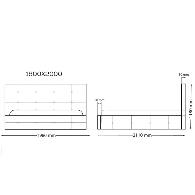 Ліжко М'яка оббивка з підйомним механізмом 1,8x2,0 Брістоль / Bristol MiroMark SF-48-BR