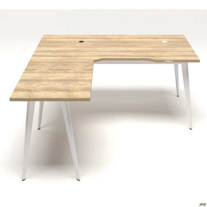 Рабочее место + USB Delta DL-102 (1590х1600х750мм) Блэквуд Ячменный/Каркас белый AMF