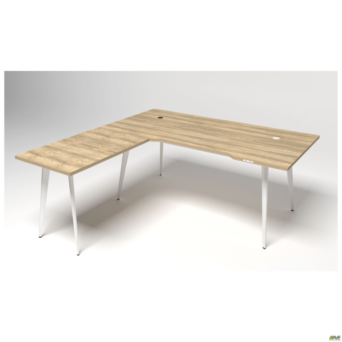 Рабочее место + USB Delta DL-103 (1790х1800х750мм) Блэквуд Ячменный/Каркас белый AMF