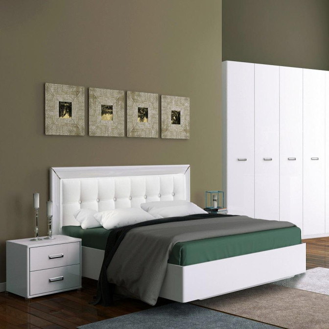 Кровать с мягкой спинкой 1,6*2,0 Белла / Bella Глянец белый MiroMark BL-37-WB