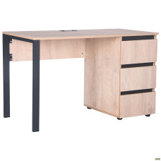 Компьютерный стол Pluto ST R (1380х600х750) Дуб Эндгрейн/Черный графит AMF