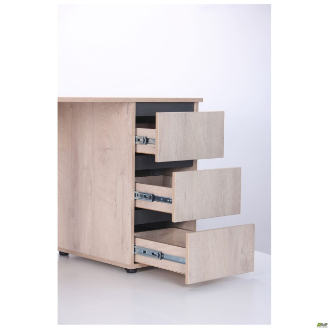 Компьютерный стол Pluto ST R (1380х600х750) Дуб Эндгрейн/Черный графит AMF