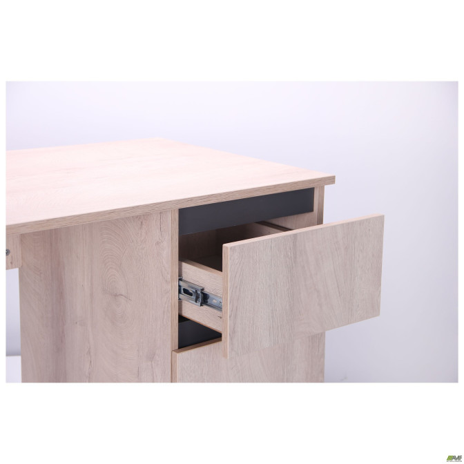 Компьютерный стол Pluto ST R (1380х600х750) Дуб Эндгрейн/Черный графит AMF