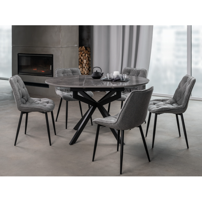 Керамический стол Офелия TML-1250 спайдер грей  +  черный Vetro mebel