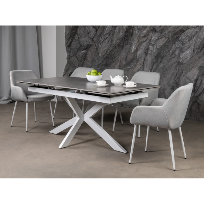 Керамический стол Тициано TML-1150 деликато грей  +  белый Vetro mebel