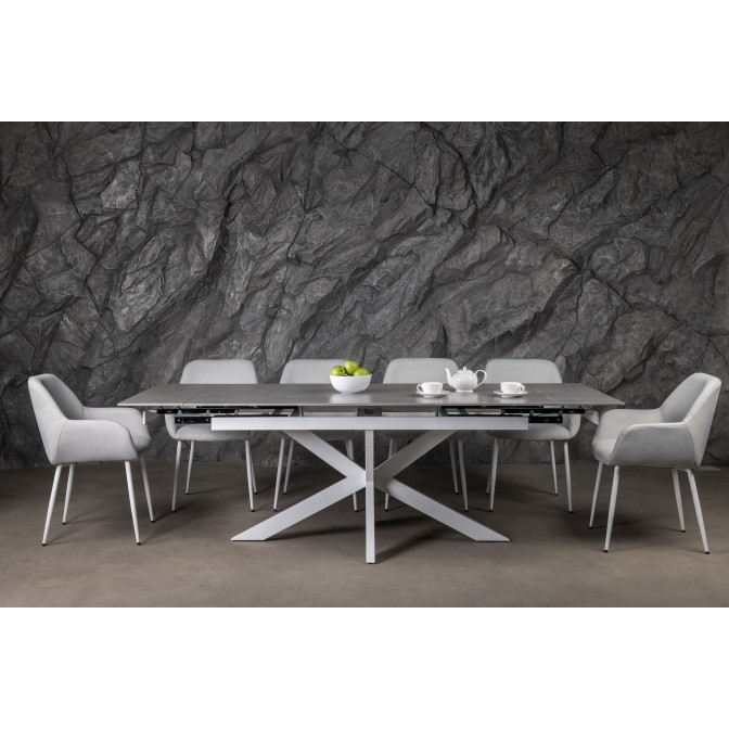 Керамический стол Тициано TML-1150 деликато грей  +  белый Vetro mebel