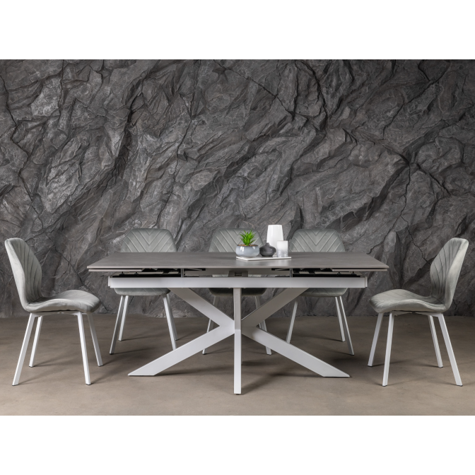 Керамический стол Тициано TML-1150 деликато грей  +  белый Vetro mebel