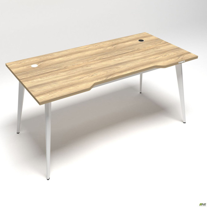 Стіл + USB Delta DL-106 (1590х800х750мм) Блеквуд Ячмінний/Каркас білий AMF