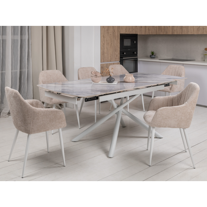 Керамічний стіл Піно TML-1200-1 айсберг  +  білий Vetro mebel