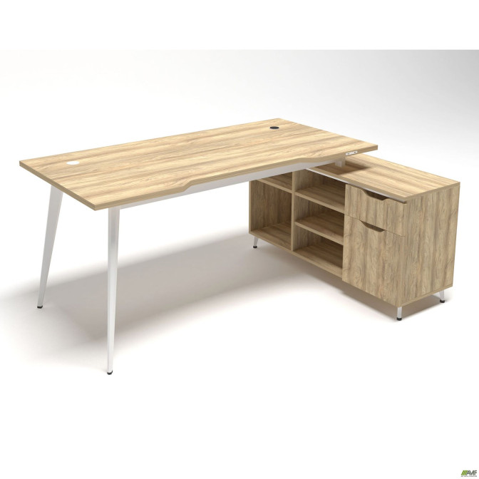 Рабочее место Delta DL-100R (1790х1200х750мм) Блэквуд Ячменный/Каркас белый/Опора белый AMF