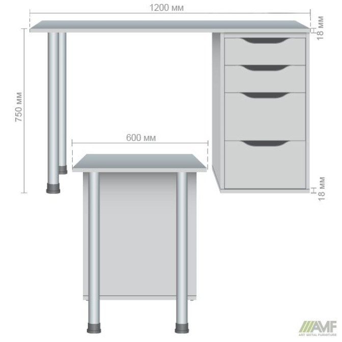 Стіл комп'ютерний Blond BL-102 (1200х600х750) Білий Перл/Білий беж AMF