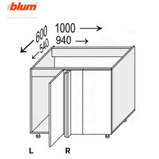 Кухонная секция Миллениум WG нижняя Угол Н 90° 1000х600/820 1дв Pro Blum Правая ML-099W/01R MiroMark