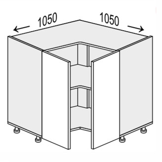 Кухонная секция Лео нижняя Угол Н 90° 1050х1050/820 2дв LE-094W/06 MiroMark