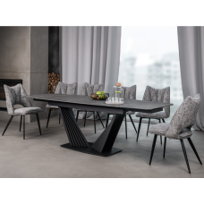 Керамический стол Феличе TML-1000 грей шторм + черный Vetro mebel