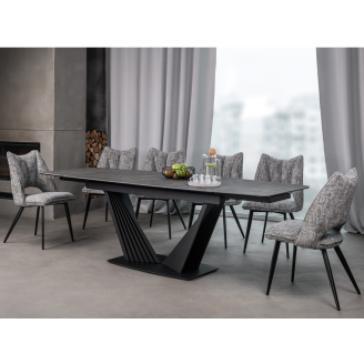 Керамический стол Феличе TML-1000 грей шторм + черный Vetro mebel