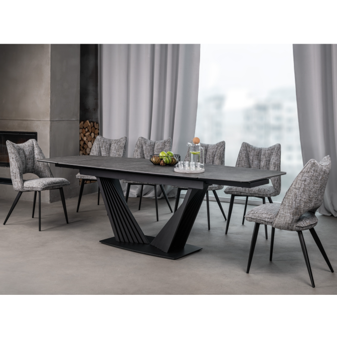 Керамический стол Феличе TML-1000 грей шторм + черный Vetro mebel