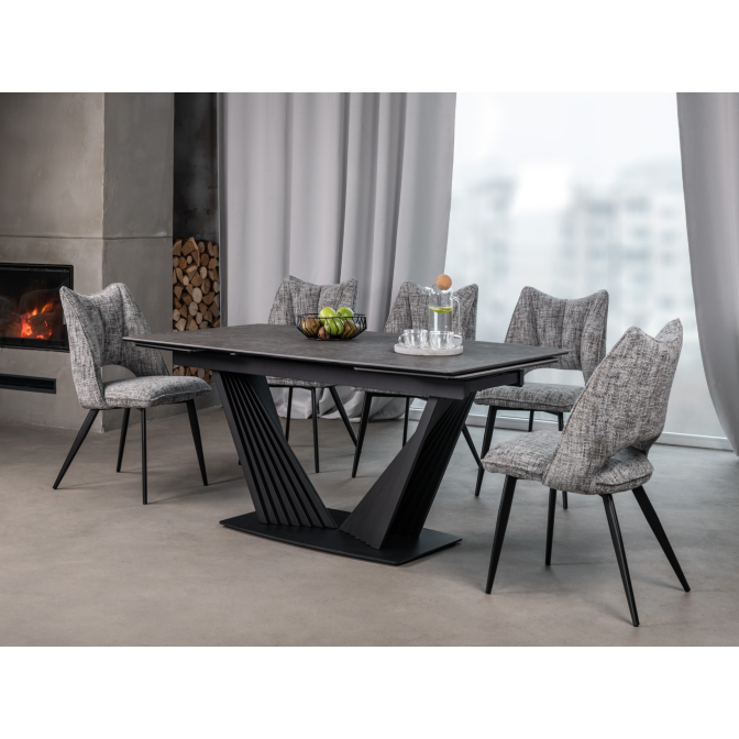 Керамический стол Феличе TML-1000 грей шторм + черный Vetro mebel